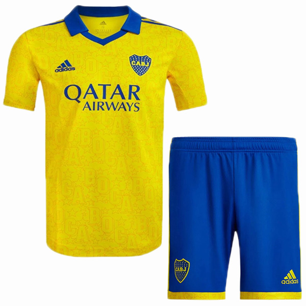 Boca juniors third kids kit soccer children jersey yellow football shirt youth uniforms 2022-2023