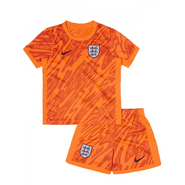 England goalkeeper kids jersey soccer kit children orange football mini shirt youth uniforms 2024-2025