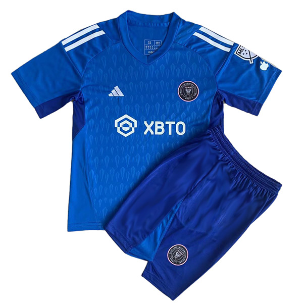 Inter miami kids jersey goalkeeper soccer children blue football shirt mini youth uniforms 2023-2024