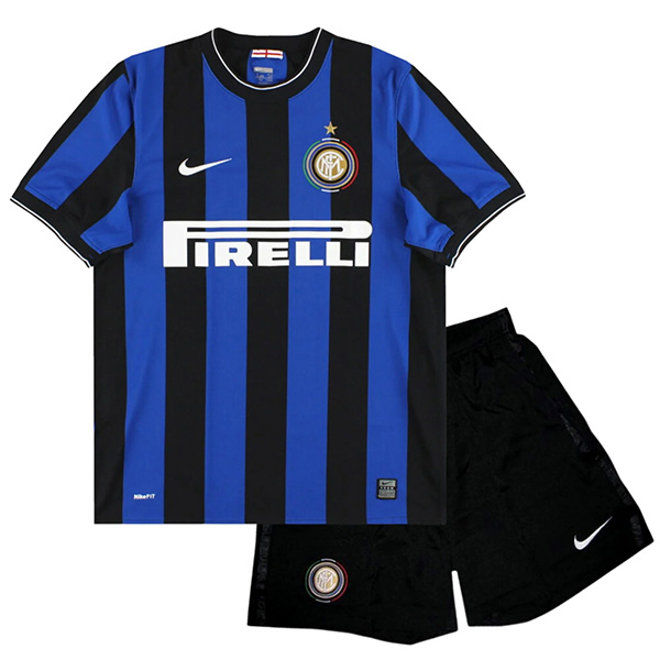 Inter milan home kids retro jersey soccer kit children vintage first football mini shirt youth uniforms 2009-2010