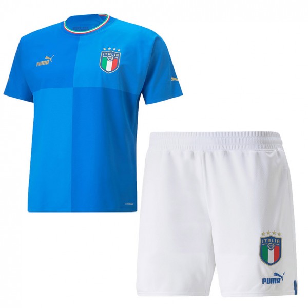Italy home kids kit soccer jersey children first football mini shirt youth uniforms 2022