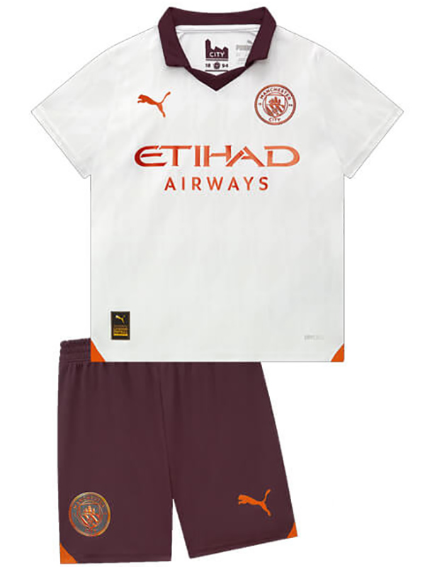Manchester city away jersey soccer kit children second football mini shirt youth uniforms 2023-2024