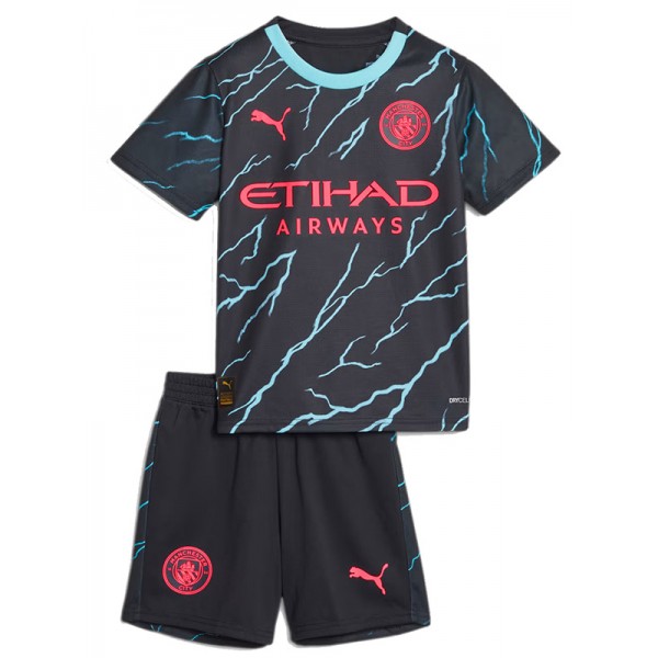 Manchester city third kids jersey soccer kit children 3rd football mini shirt youth uniforms 2023-2024