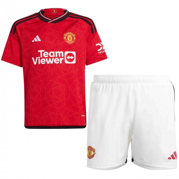 Manchester united home kids kit soccer children first football shirt mini youth uniforms 2023-2024