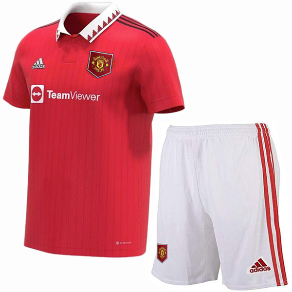 Manchester united home kids kit soccer children first jersey football shirt youth uniforms 2022-2023