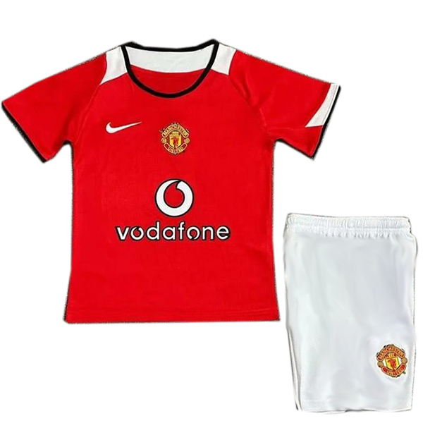 Manchester united home kids retro jersey soccer kit children vintage first football shirt mini youth uniforms 2004-2006