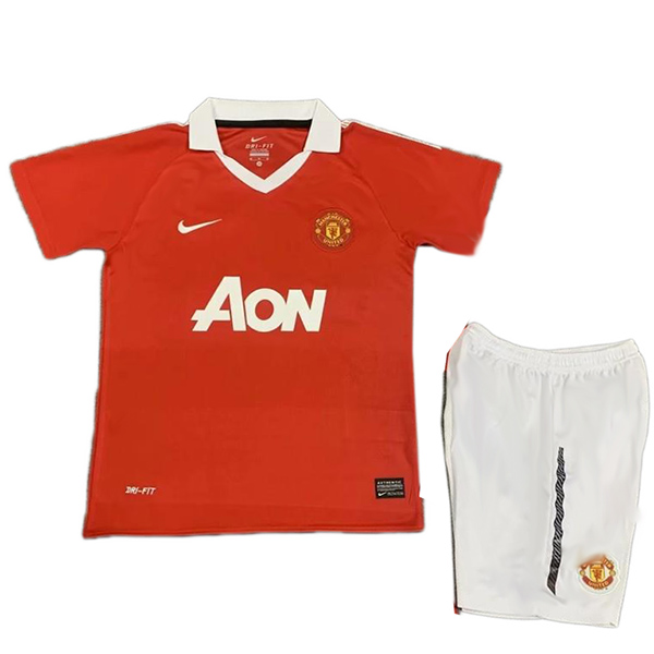 Manchester united home kids retro jersey soccer kit children vintage first football shirt mini youth uniforms 2010-2011