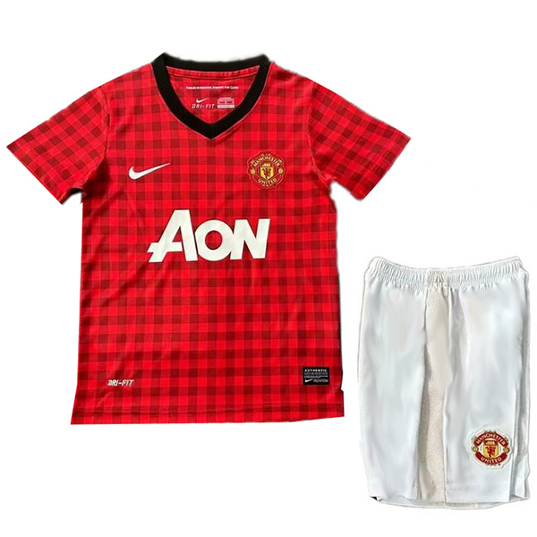 Manchester united home kids retro jersey soccer kit children vintage first football shirt mini youth uniforms 2012-2013