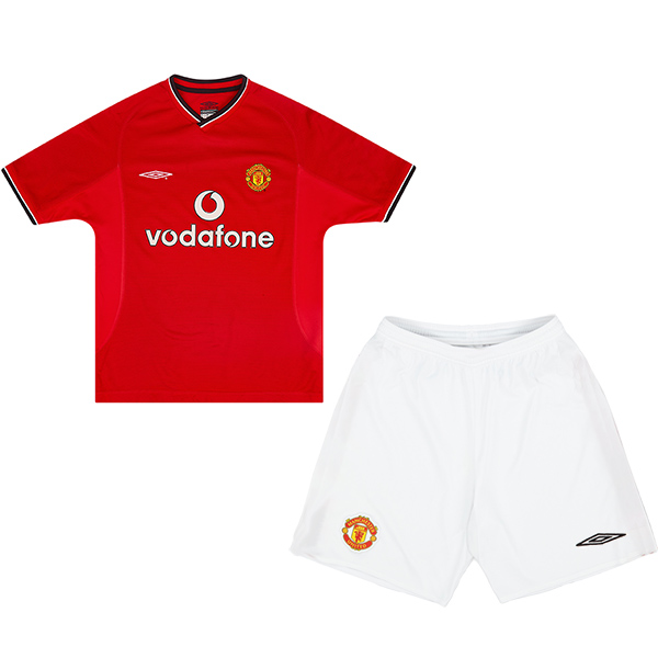 Manchester united home kids retro jersey soccer kit children vintage first football shirt mini youth uniforms 2000-2002