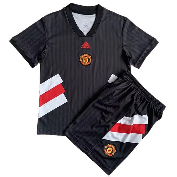 Manchester united special kids jersey soccer kit children black football mini shirt youth uniforms 2023-2024