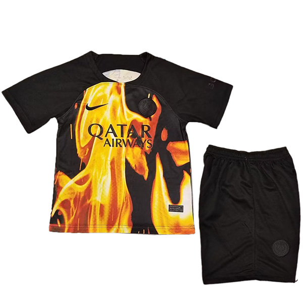 Paris saint germain fire special edition kids jersey soccer kit children football shirt mini youth uniforms 2023-2024