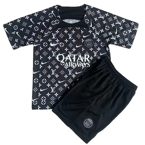Paris saint germain kids jersey concept edition soccer kit children black football mini shirt youth uniforms 2023-2024