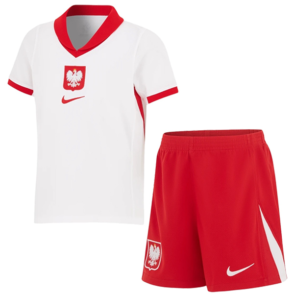 Poland home kids jersey soccer kit children first football mini shirt youth uniforms Euro 2024 cup