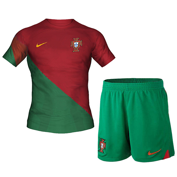 Portugal home 2022 world cup kids kit soccer children first mini football shirt youth uniforms