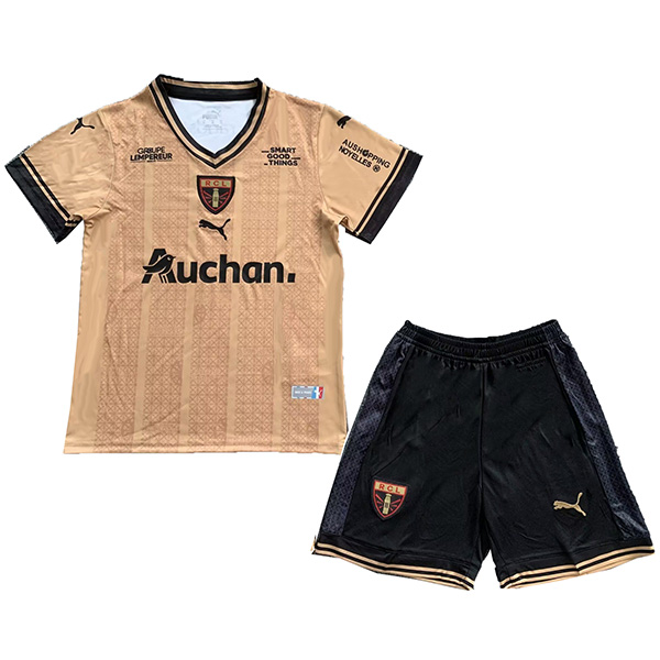 RC Lens special commemorative kids kit soccer children gold football shirt mini youth uniforms 2022-2023