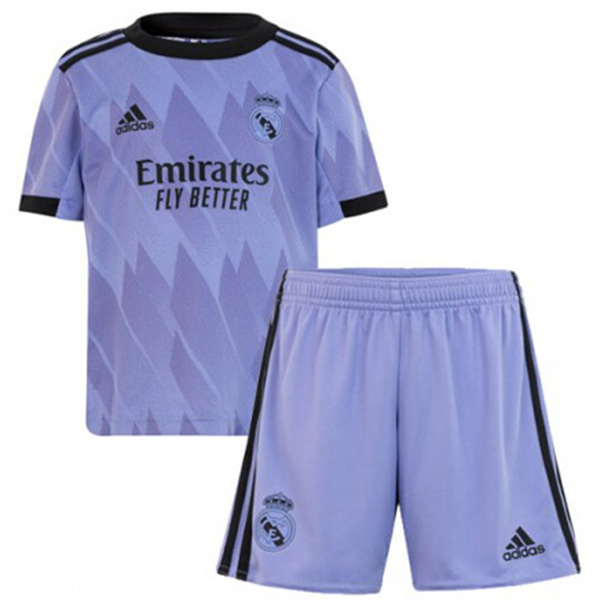 Real madrid away kids kit second soccer children jersey purple football shirt youth uniforms 2022-2023