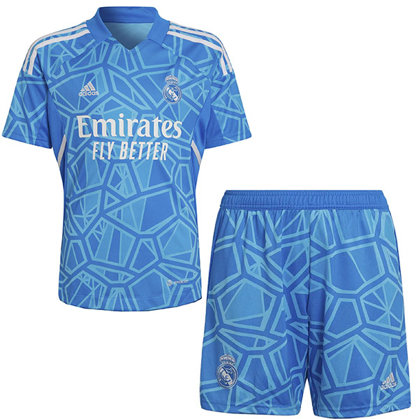 Real madrid home goalkeeper kids kit soccer children football shirt mini youth uniforms 2022-2023