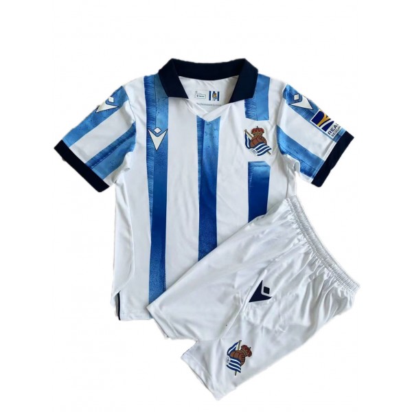 Real Sociedad home kids jersey soccer kit children first football mini shirt youth uniforms 2023-2024