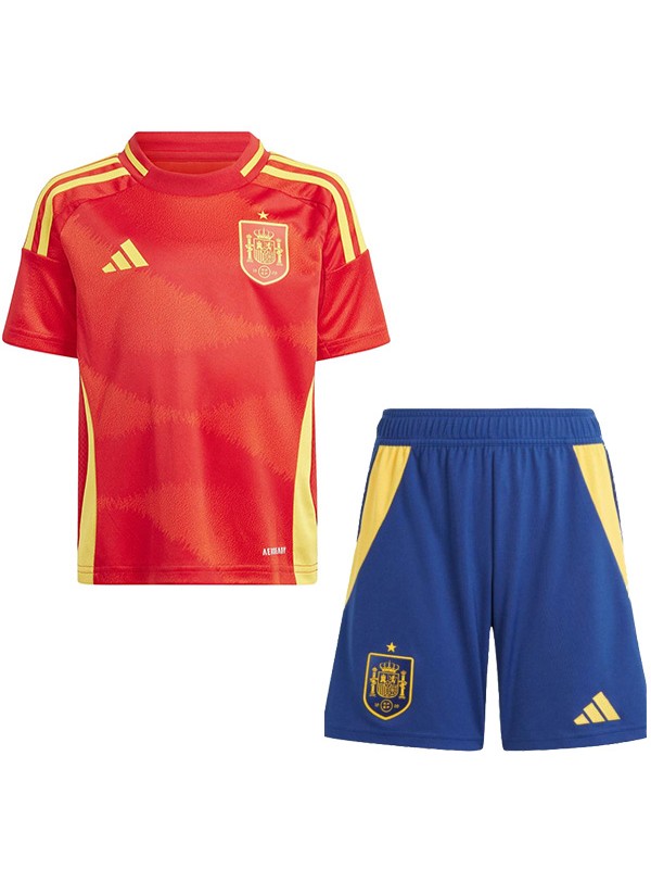 Spain home kids jersey soccer kit children first football mini shirt youth uniforms Euro 2024 cup