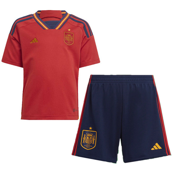 Spain home kids kit soccer children second football mini shirt youth uniforms 2022 world cup