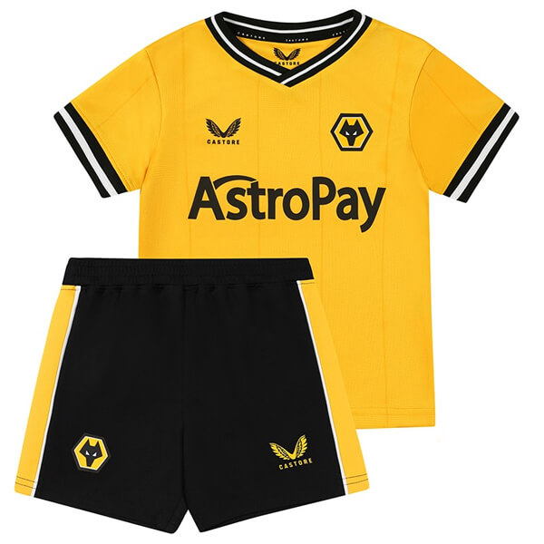 Wolverhampton Wanderers home kids kit soccer children first football mini shirt youth uniforms 2023-2024