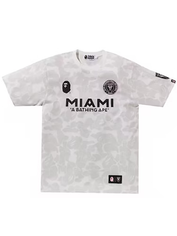 Bape x inter miami camo tee special jersey white soccer uniform men's limited sportswear football kit top shirt 2023-2024