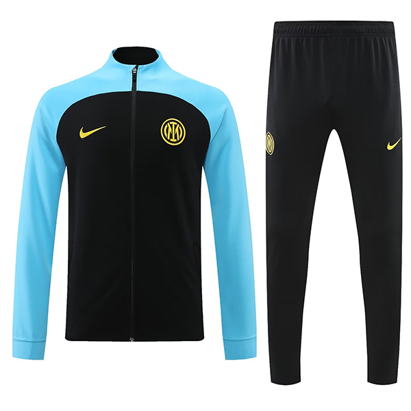 Inter milan jacket black football sportswear tracksuit cyan full zipper uniform men's training kit outdoor soccer coat 2022-2023