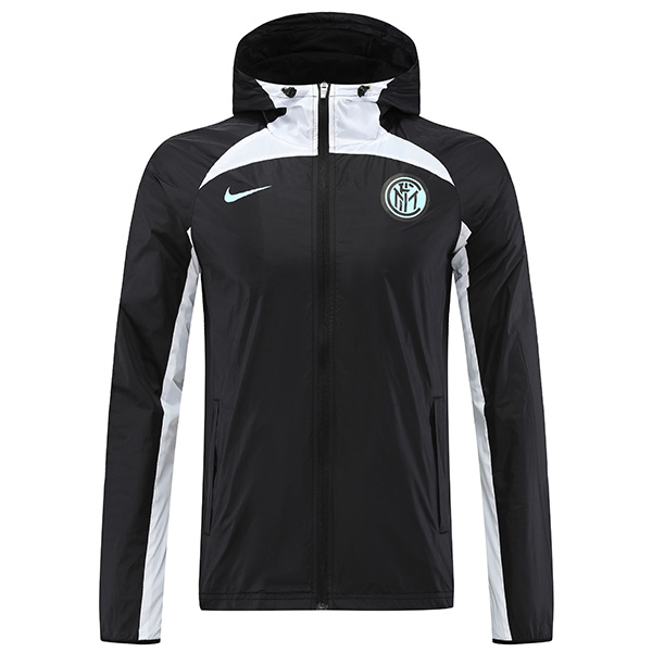 Inter milan windbreaker hoodie jacket football black uniform tracksuit full zipper men's training kit outdoor soccer 2022