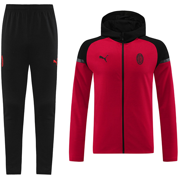 AC milan hoodie jacket football sportswear tracksuit full zipper men's training kit athletic outdoor uniform soccer red coat 2024-2025
