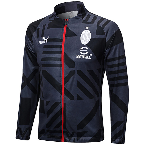 AC milan jacket black football sportswear tracksuit full zipper kit men's training uniform outdoor soccer coat 2022-2023