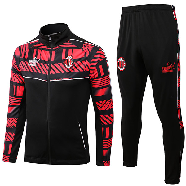 AC milan jacket black football sportswear tracksuit full zipper men's training kit red outdoor soccer coat 2022-2023