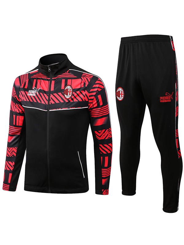 AC milan jacket black football sportswear tracksuit full zipper men's training kit red outdoor soccer coat 2022-2023