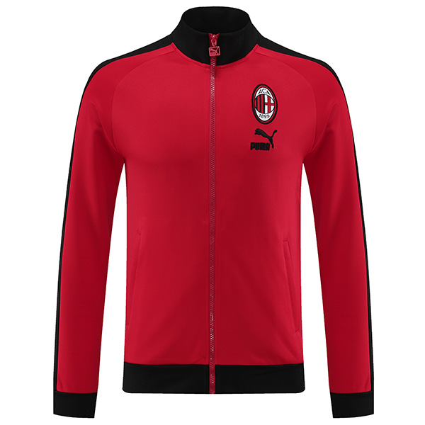 AC milan jacket football sportswear kit tracksuit full zipper red uniform men's training kit outdoor soccer coat 2023-2024