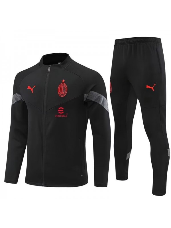 AC milan jacket football sportswear tracksuit full zipper kit men's training uniform outdoor soccer black coat 2022-2023