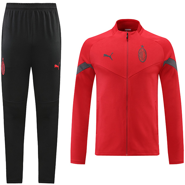 AC milan jacket red football sportswear tracksuit full zipper men's training kit outdoor soccer coat 2022-2023