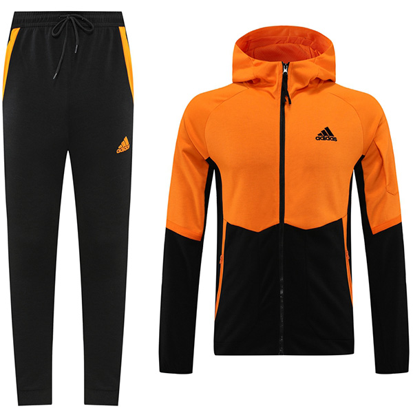 Adds hoodie jacket football sportswear tracksuit full zipper uniform men's training jersey outdoor soccer coat orange 2022-2023