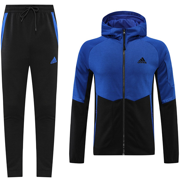 Adds hoodie jacket football sportswear tracksuit full zipper uniform men's training kit outdoor soccer coat black blue 2022-2023