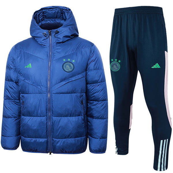 Ajx hoodie cotton-padded jacket football sportswear tracksuit full zipper men's training blue kit outdoor soccer coat 2024