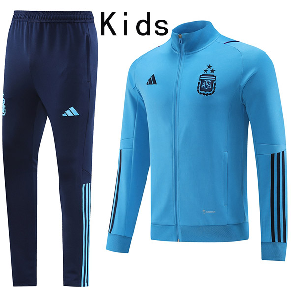 Argentina jacket kids kit football sportswear tracksuit blue long zipper youth training uniform outdoor children soccer coat 2023-2024