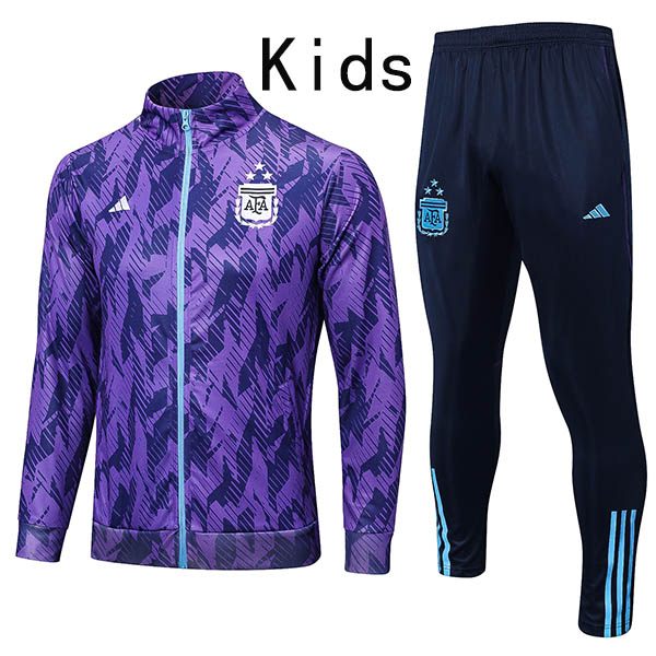 Argentina jacket kids kit football sportswear tracksuit purple long zipper youth training uniform outdoor children soccer coat 2022-2023