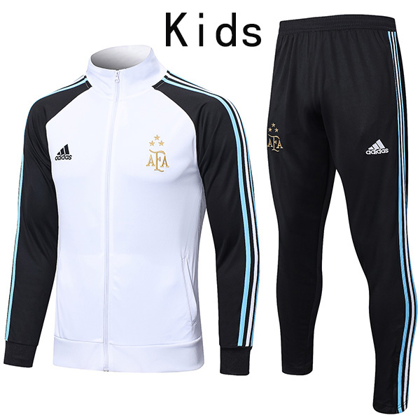 Argentina jacket kids kit football sportswear tracksuit white black long zipper youth training uniform outdoor children soccer coat 2023-2024
