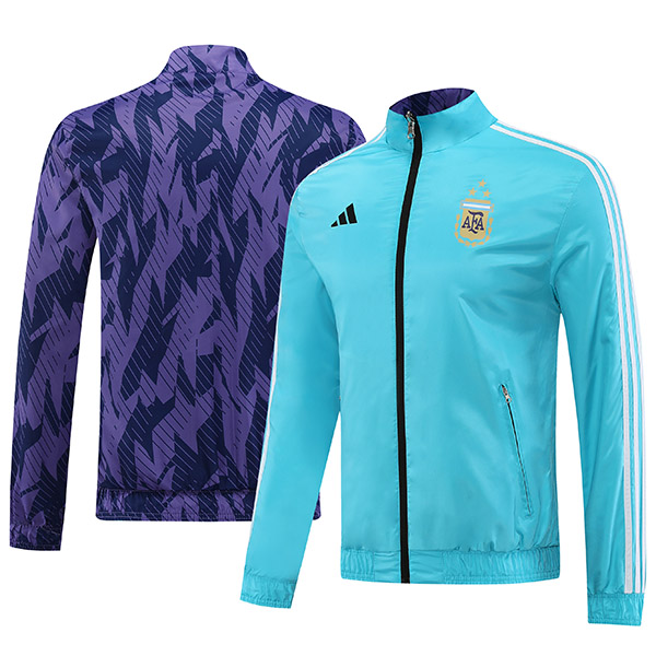 Argentina windbreaker double sided jacket football sportswear tracksuit full zipper men's training purple blue kit outdoor soccer coat 2023-2024