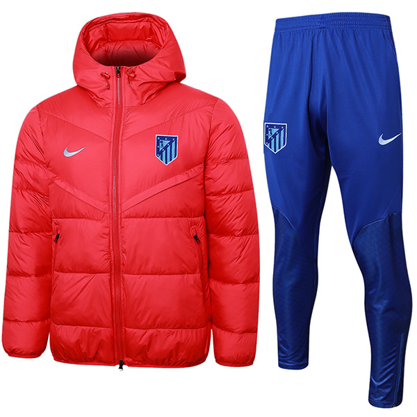Atletico Madrid hoodie cotton-padded jacket football sportswear tracksuit full zipper men's training red kit outdoor soccer coat 2024