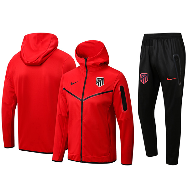 Atletico Madrid hoodie jacket football sportswear tracksuit full zipper uniform men's training kit athletic outdoor soccer coat red black 2022-2023