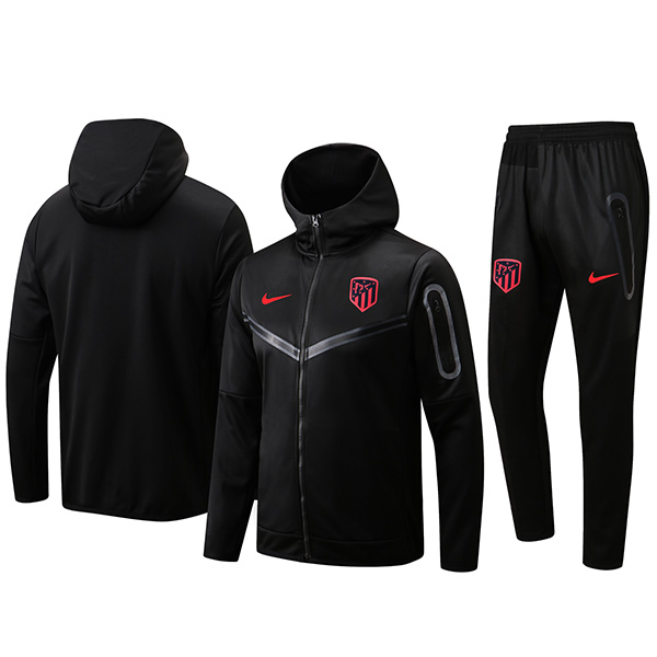 Atletico Madrid hoodie jacket football sportswear tracksuit full zipper uniform men's training kit black outdoor soccer coat 2022-2023
