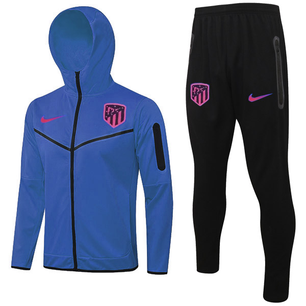 Atletico Madrid hoodie jacket football sportswear tracksuit full zipper uniform men's training kit outdoor soccer coat blue black 2022-2023