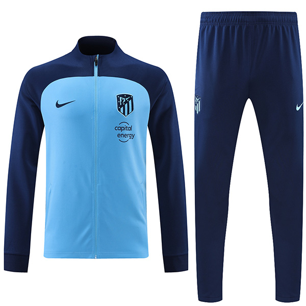 Atletico Madrid jacket football sportswear tracksuit blue long zipper uniform men's training kit outdoor soccer coat 2022-2023