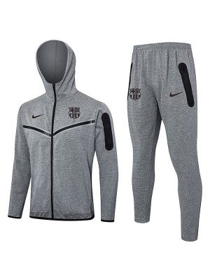 Barcelona hoodie jacket football sportswear all grey tracksuit full zipper men's training kit athletic outdoor uniform soccer coat 2024-2025