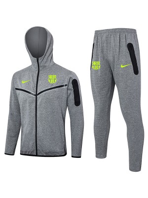 Barcelona hoodie jacket football sportswear grey green tracksuit full zipper men's training kit athletic outdoor uniform soccer coat 2024-2025