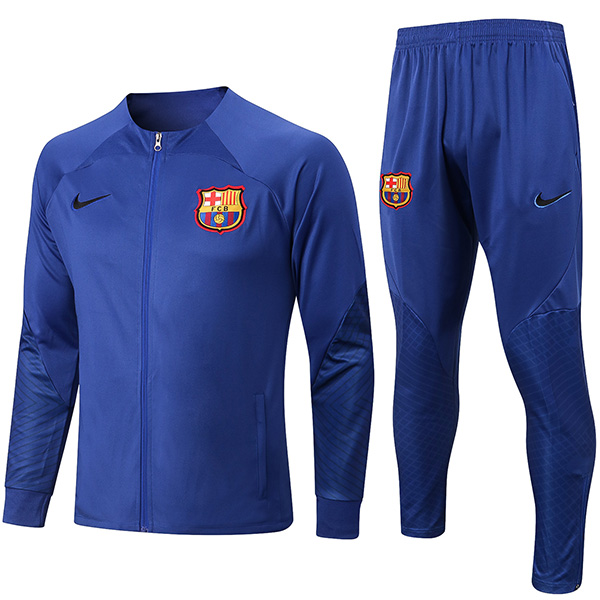 Barcelona jacket football sportswear tracksuit blue full zipper uniform men's training kit outdoor soccer coat 2022-2023